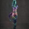 figurative photo art with a missing body highlighted with draped coloured silk scarves