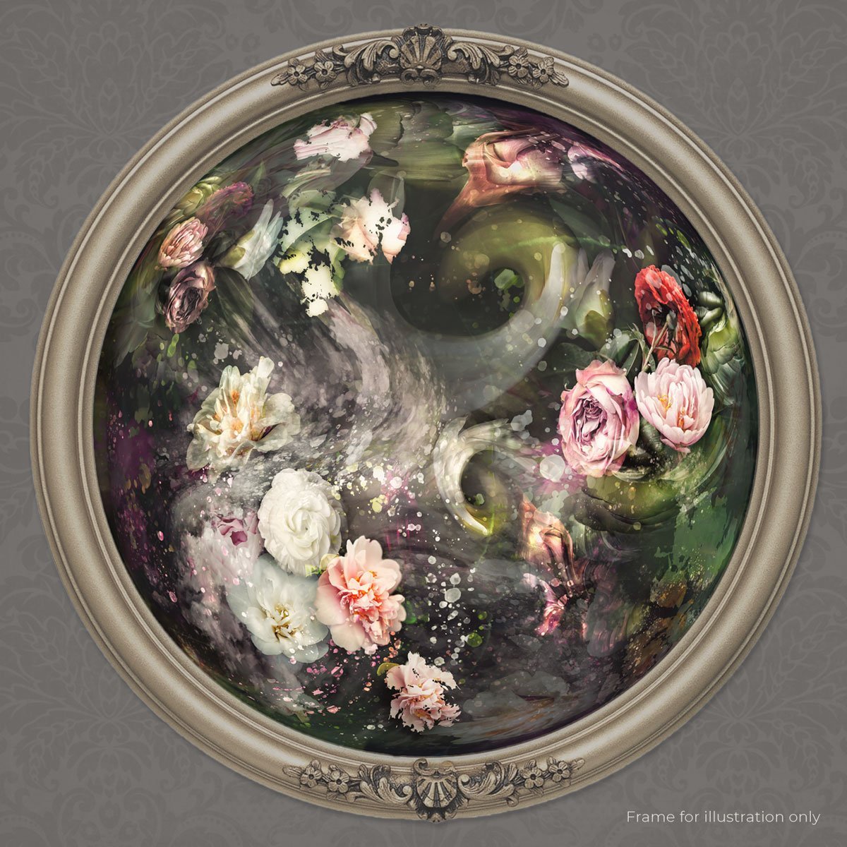 Nyx floral sphere art in gold frame